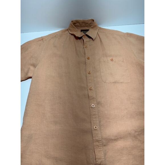 Sette Ponte Shirt Linen Button Front Short Sleeve Shirt Copper Color Beach - Picture 4 of 8